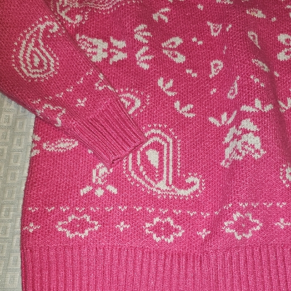 American Eagle Outfitters Bandana Oversized Pink Paisley Sweater Xs Women NEW - Picture 5 of 7